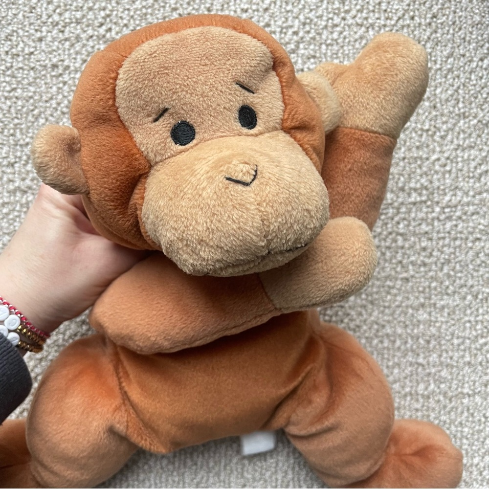 TY Retired Vintage 1997 Pillow Pal Swinger Brown Monkey 15” Green Ribbon